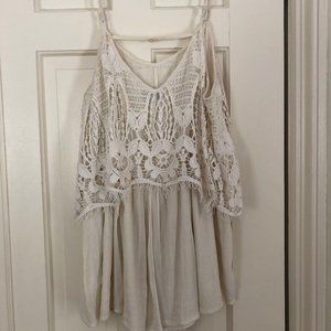 American Eagle White Crochet Top Romper